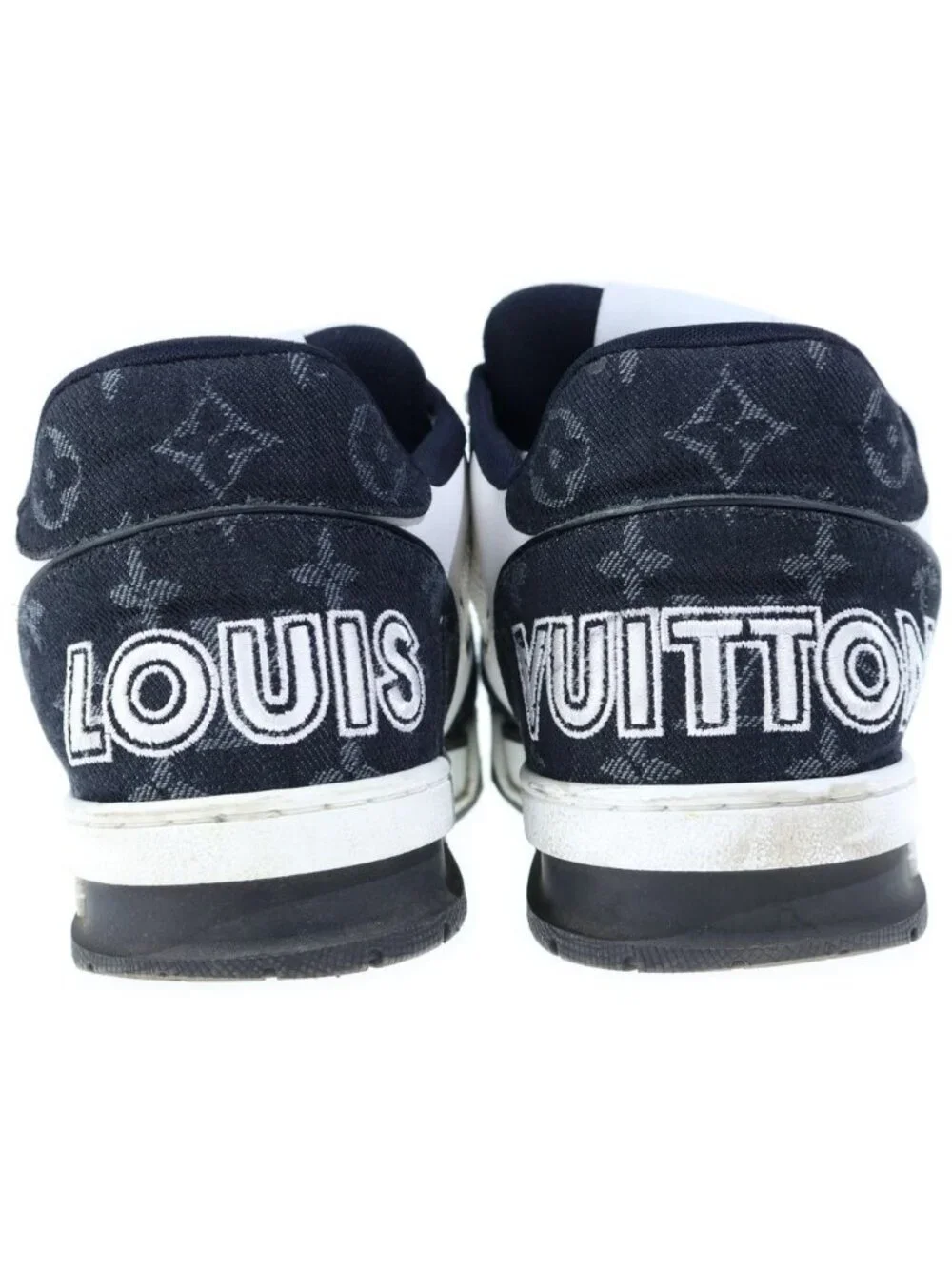 Louis Vuitton LV Trainer Maxi Monogram High Top Sneakers Black White Leather